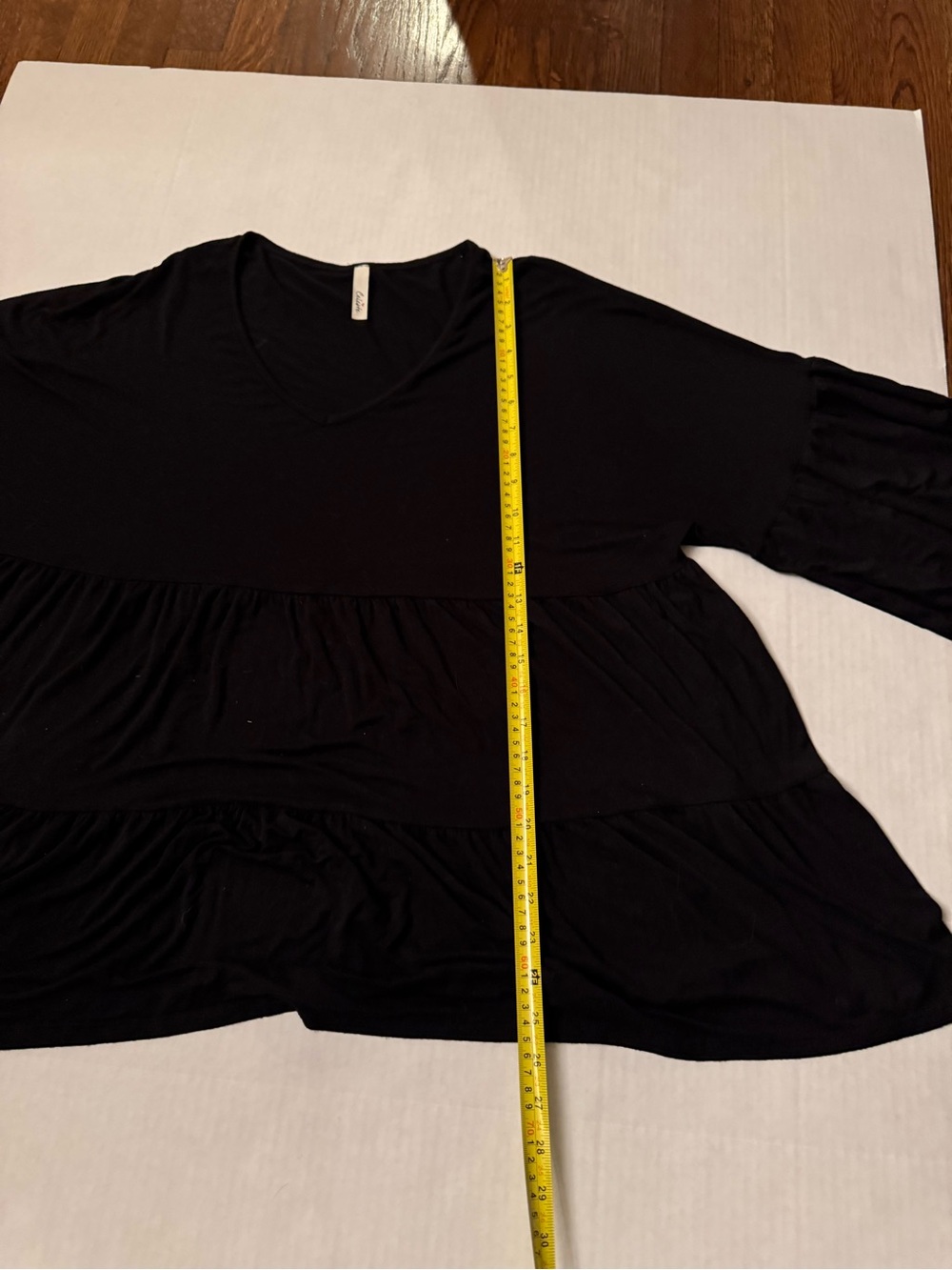 Celeste Black Tiered V-Neck Long Sleeve Tunic Top - Size 3XL - Picture 11 of 16